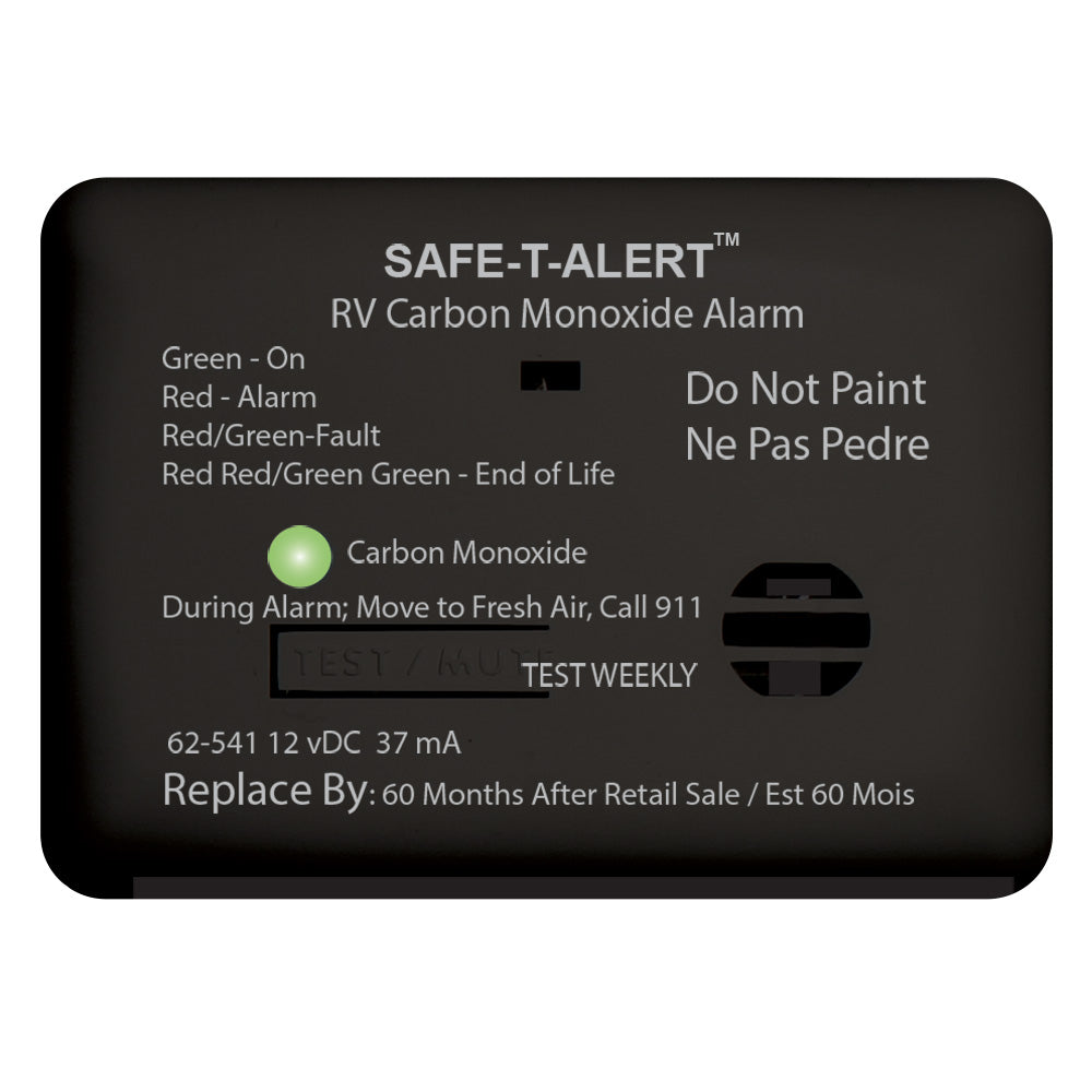 SafeTAlert 62 Series Carbon Monoxide Alarm 12V RV Surface Mount Black 62541BL