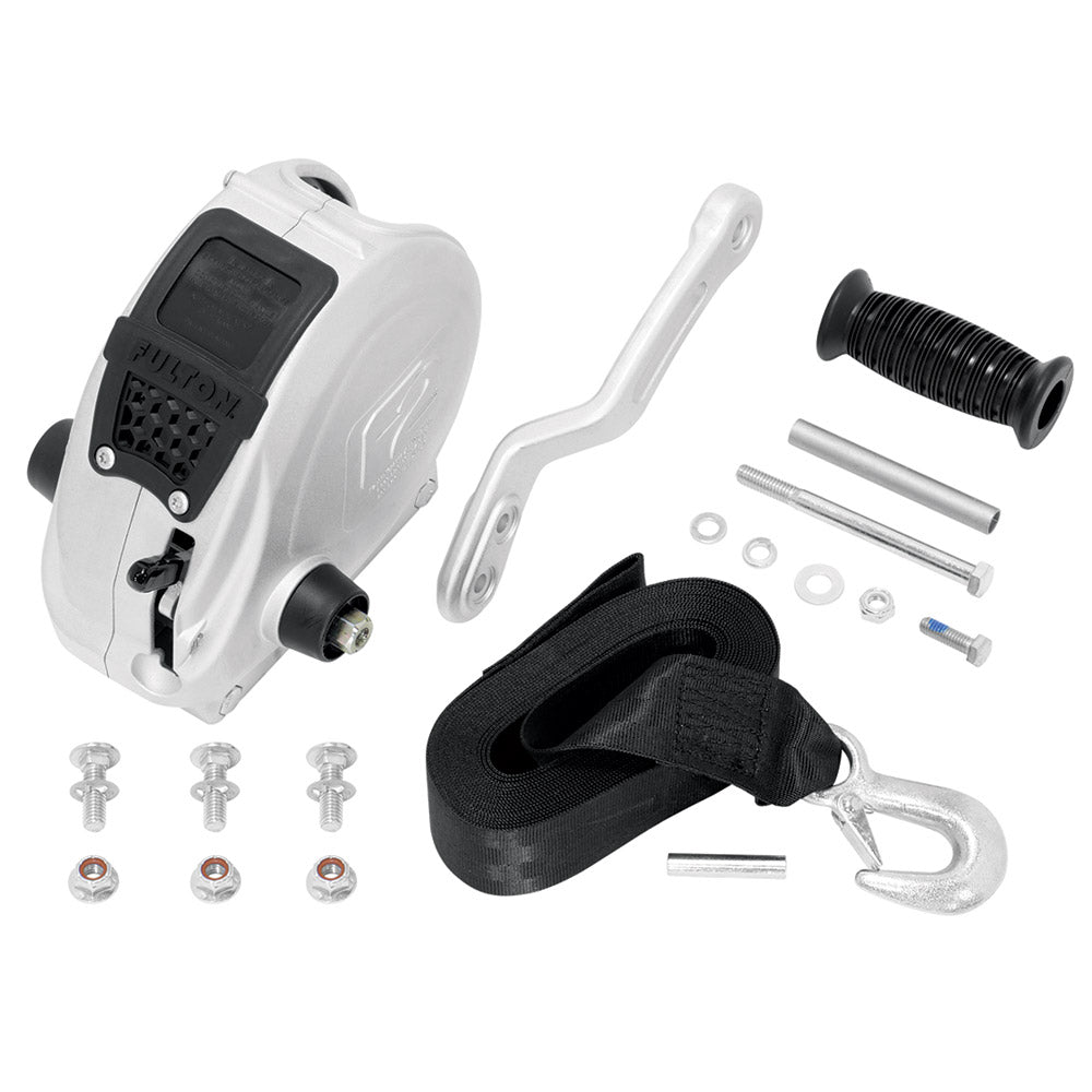 Fulton F2 Trailer Winch 1600 lbs Single Speed wStrap Sharkskin Finish FW16000101