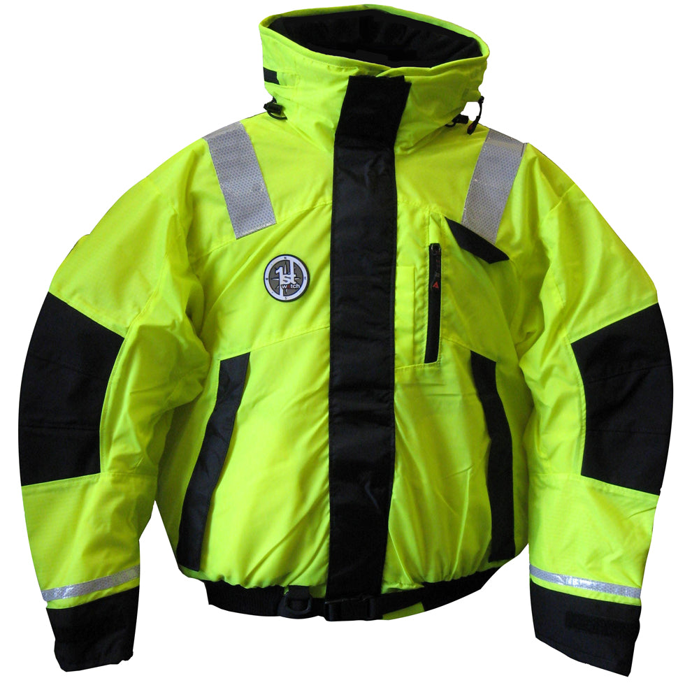 First Watch AB1100 Flotation Bomber Jacket HiVis YellowBlack Medium AB1100HVM