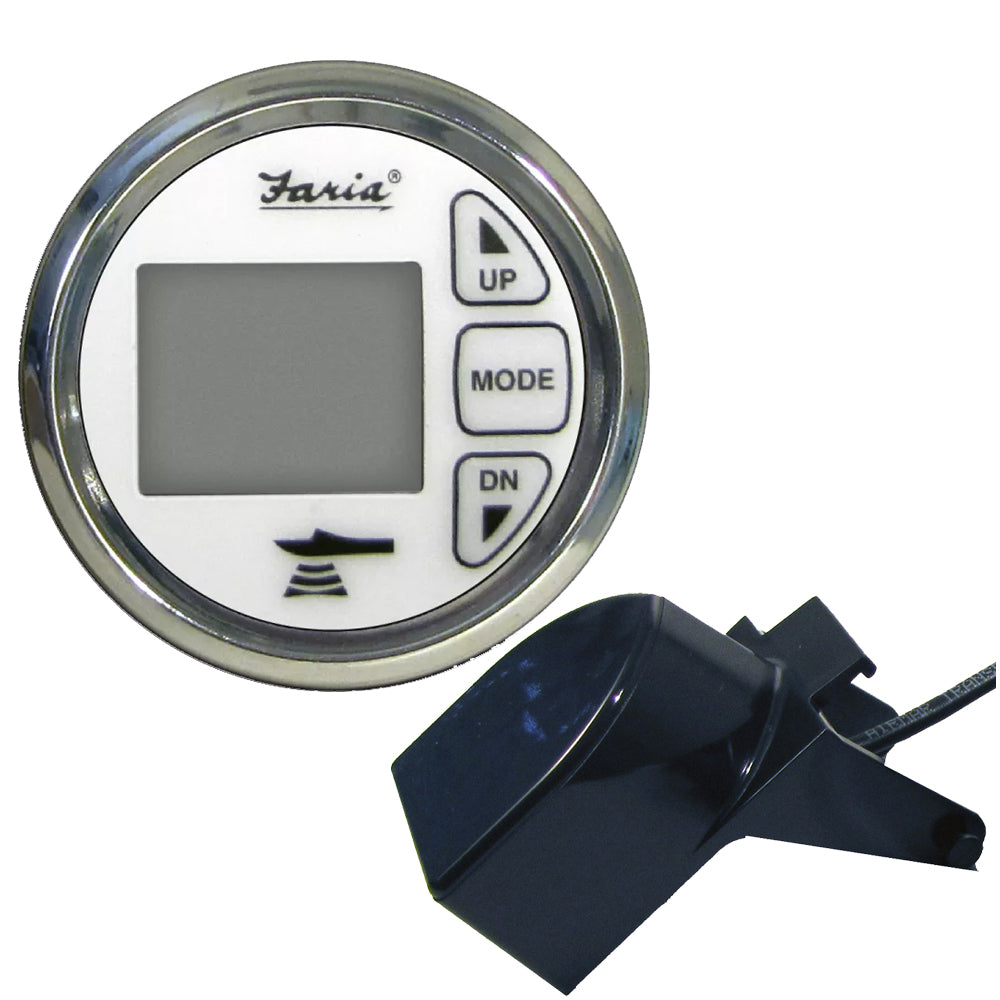 Faria Chesapeake White SS 2 Dual Depth Temp Sounder wTransom Mount Transducer 13852
