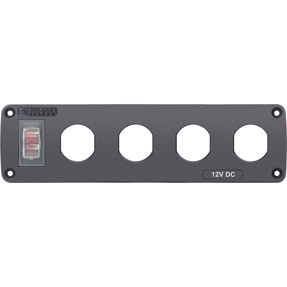 Blue Sea Water Resistant USB Accessory Panel 15A Circuit Breaker 4x Blank Apertures 4369