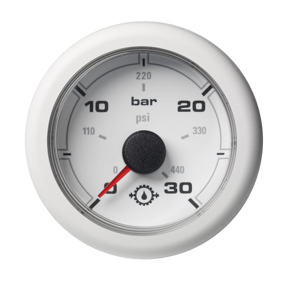 Veratron 52MM 2116 OceanLink Transmission Oil Pressure Gauge 30 Bar440 PSI White Dial Bezel A2C1066050001