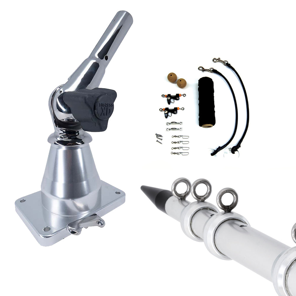 Tigress XD Bay Series Top Mount System 15 Aluminum Silver Outriggers Deluxe Rigging Kit 888232