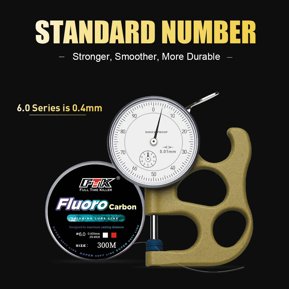 300m 500m Fluorocarbon Coating Fishing Line 4.13LB-34.32LB Carbon
