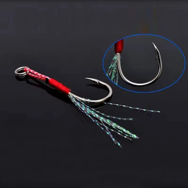 10pcs/Lot Slow Jigging Fishing Cast Jigs Assist Hook Barbed Single Jig