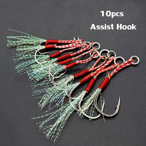 10pcs/Lot Slow Jigging Fishing Cast Jigs Assist Hook Barbed Single Jig