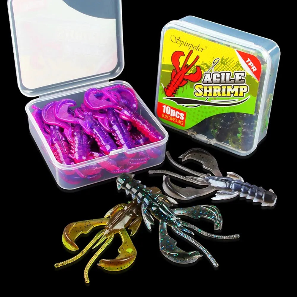 Spinpoler Agile Shrimp Soft Bait Fishing Lure TPR Floating Salted UV