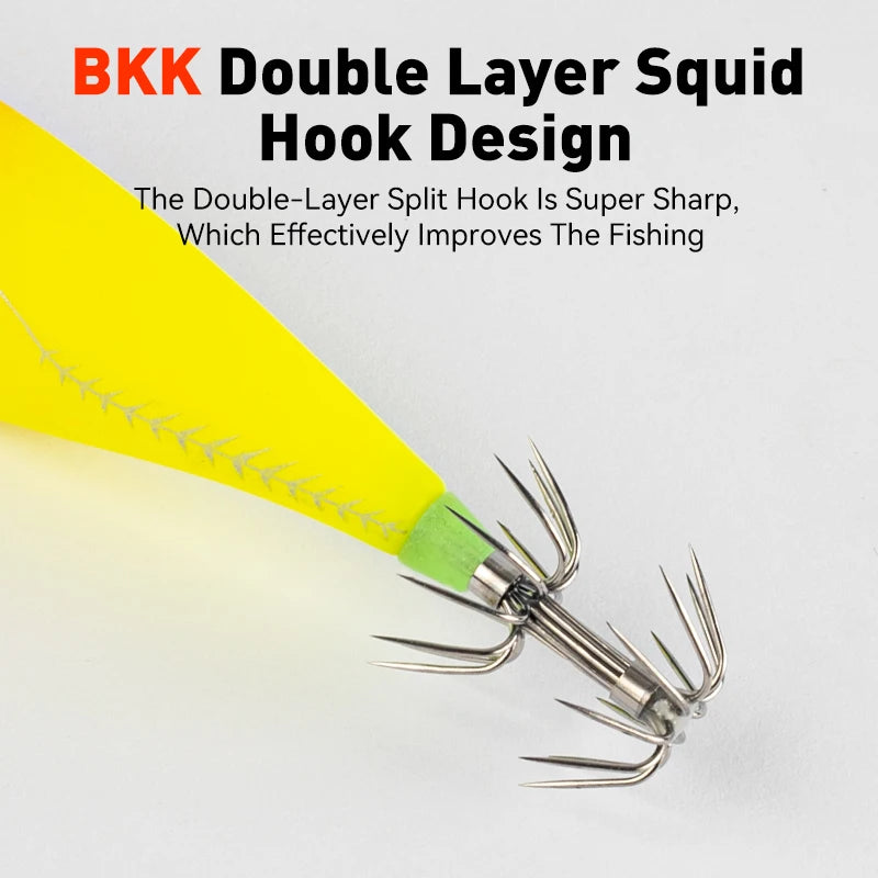 LEYDUN Luminous Horizontal Squid Jig Wood Shrimp Squid Hook 5pcs
