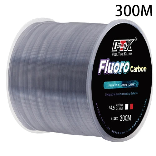 300m 500m Fluorocarbon Coating Fishing Line 4.13LB-34.32LB Carbon