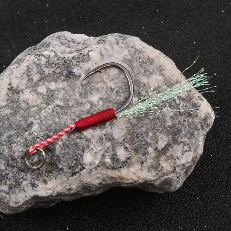 10pcs/Lot Slow Jigging Fishing Cast Jigs Assist Hook Barbed Single Jig