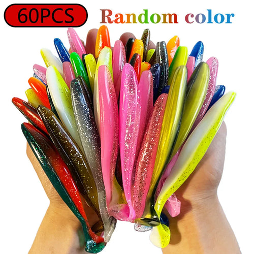 1-100pcs T Tail 70mm 90mm 120mm Shad Worm Soft Bait Artificial Bait