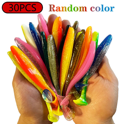 1-100pcs T Tail 70mm 90mm 120mm Shad Worm Soft Bait Artificial Bait