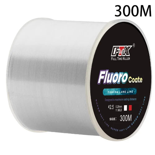 300m 500m Fluorocarbon Coating Fishing Line 4.13LB-34.32LB Carbon