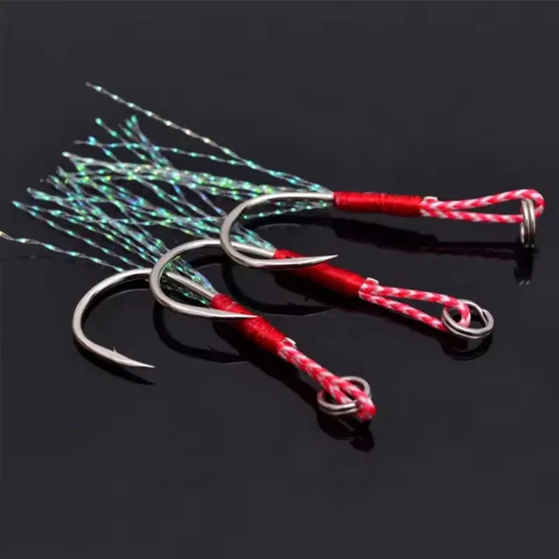 10pcs/Lot Slow Jigging Fishing Cast Jigs Assist Hook Barbed Single Jig