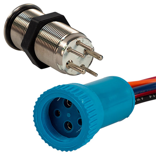 Bluewater 19mm InRush Push Button Switch  NavAnchor OffOnOn  BlueGreenRed LED  4 Lead 905731144