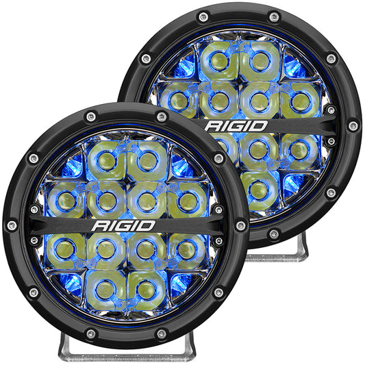 RIGID Industries 360Series 6 LED OffRoad Fog Light Drive Beam wBlue Backlight  Black Housing 36207