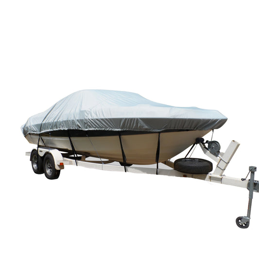 Carver FlexFit PRO Polyester Size 3 Boat Cover fFish  Ski Boats IO or OB  Wide Bass Boats  Grey 79003