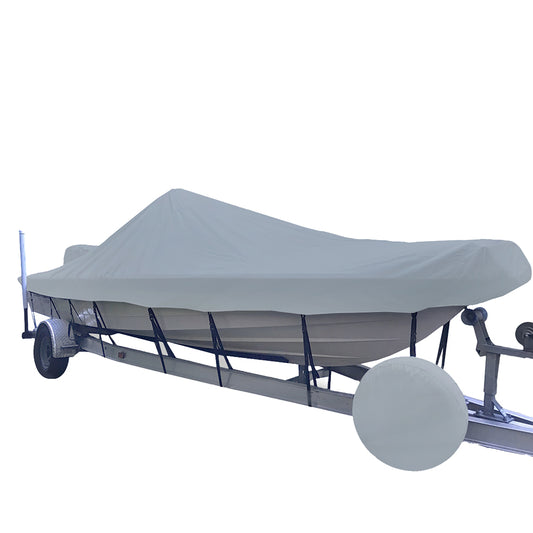 Carver SunDURA StyledtoFit Boat Cover f195 VHull Center Console Shallow Draft Boats  Grey 71219S11