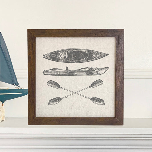 Hand Drawn Kayak - Framed Sign
