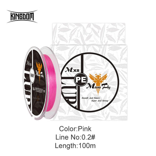 Kingdom Micro Fly 100M 150M Braid PE Fishing Line 8 Strand