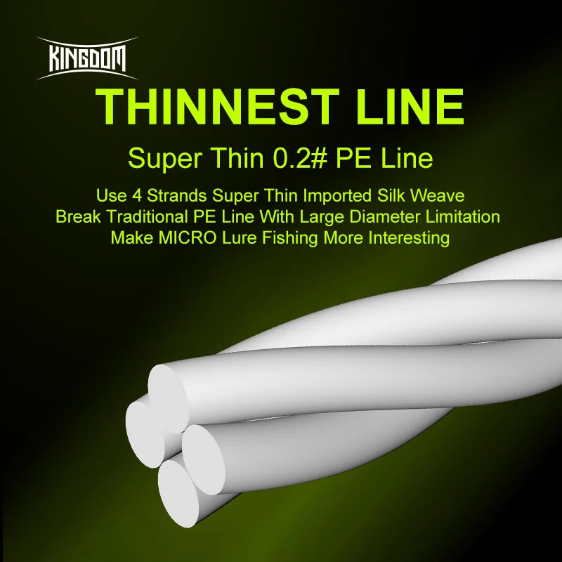 Kingdom Micro Fly 100M 150M Braid PE Fishing Line 8 Strand