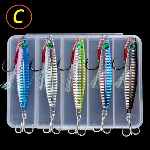 5pcs Metal Jig Fishing Lure Weights 10g-40g Trolling Hard Bait Bass