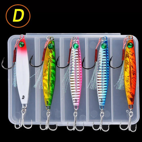 5pcs Metal Jig Fishing Lure Weights 10g-40g Trolling Hard Bait Bass