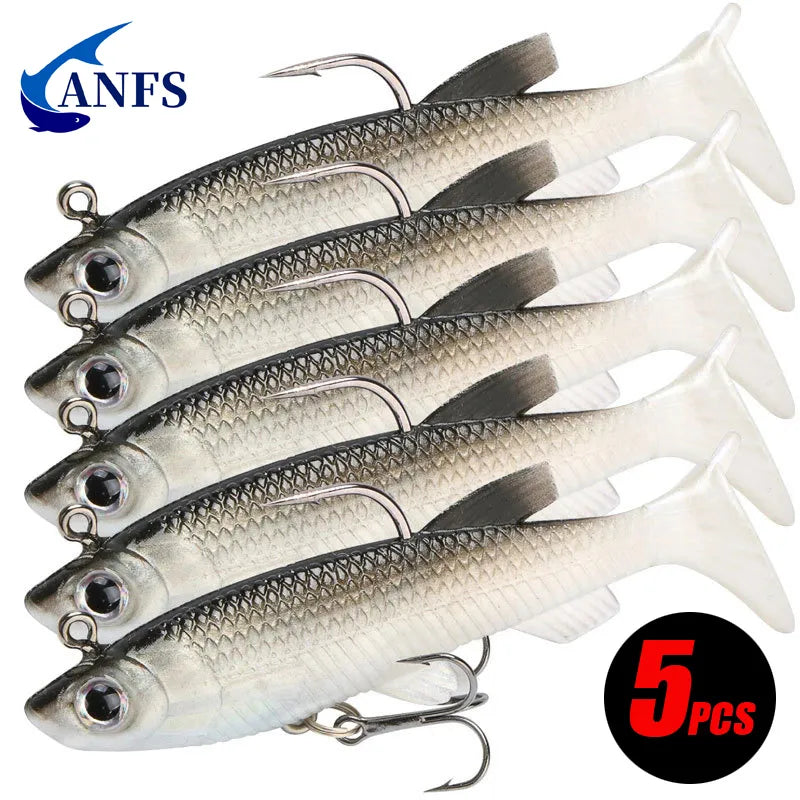 5pcs Kit Fishing Lure Soft Lure 8cm/ 2.8in Artificial Bait Cool