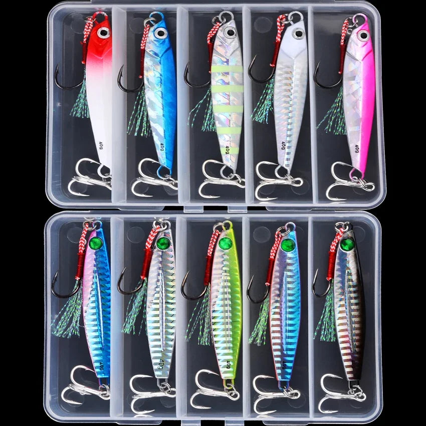 5pcs Metal Jig Fishing Lure Weights 10g-40g Trolling Hard Bait Bass