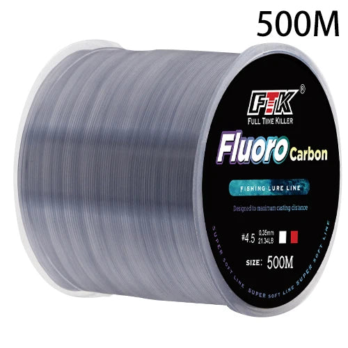 300m 500m Fluorocarbon Coating Fishing Line 4.13LB-34.32LB Carbon