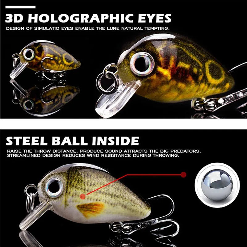 5pcs Mini Fishing Lures Set Lifelike Crank Baits Artificial Baits