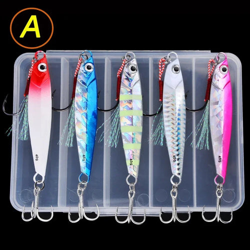 5pcs Metal Jig Fishing Lure Weights 10g-40g Trolling Hard Bait Bass