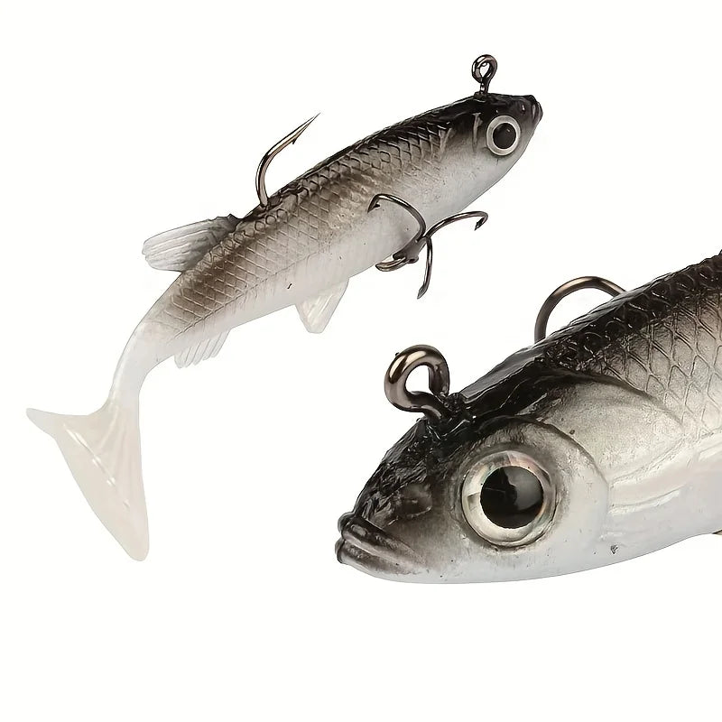 5pcs/Lot Jig Hook Silicone Soft Bait Set Swimbait 8cm 12.5g Fishing