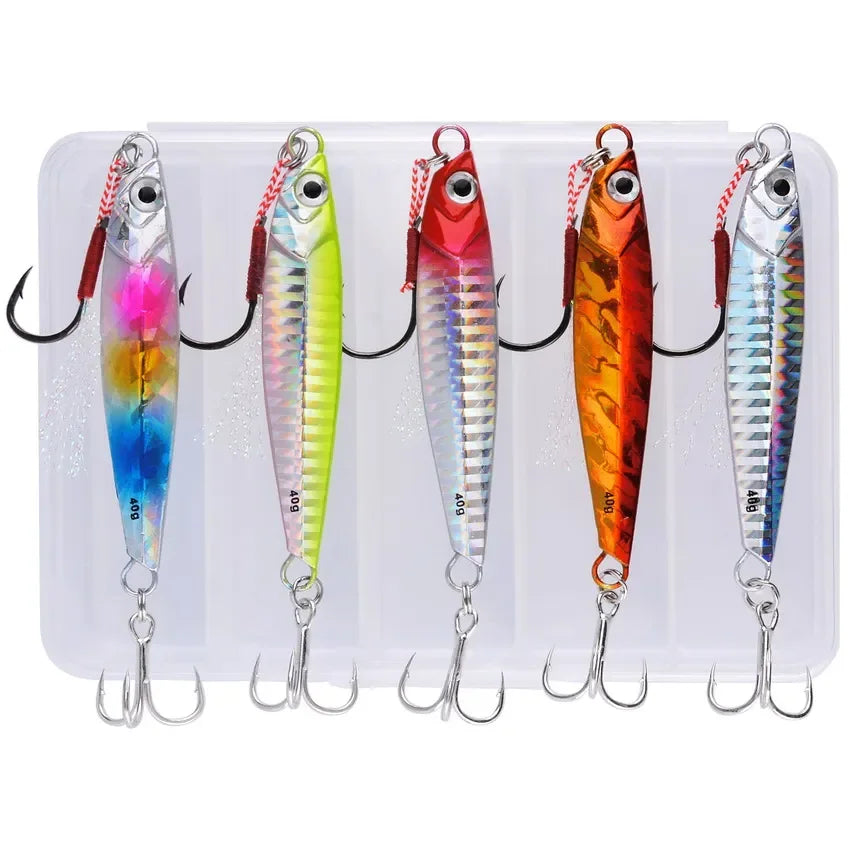 5pcs Metal Jig Fishing Lure Weights 10g-40g Trolling Hard Bait Bass