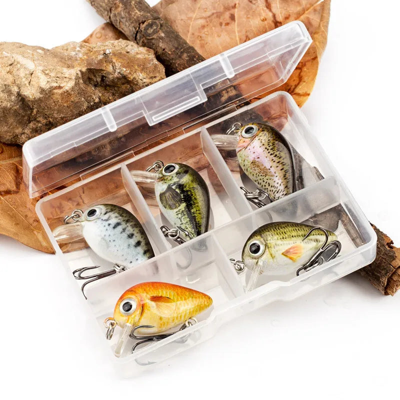 5pcs Mini Fishing Lures Set Lifelike Crank Baits Artificial Baits