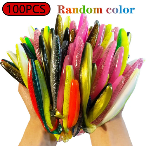 1-100pcs T Tail 70mm 90mm 120mm Shad Worm Soft Bait Artificial Bait