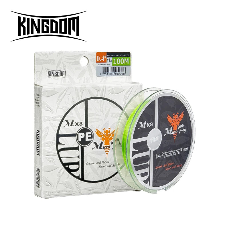 Kingdom Micro Fly 100M 150M Braid PE Fishing Line 8 Strand